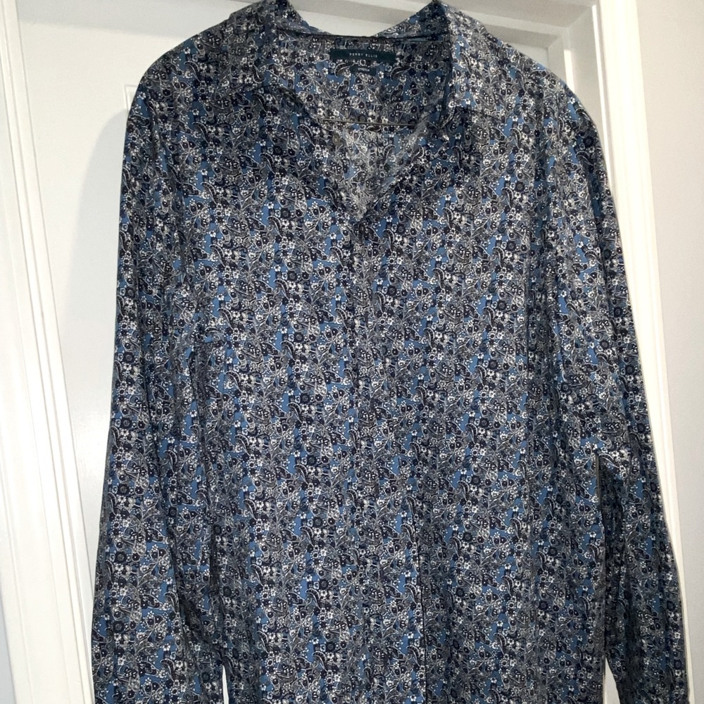 Mens blue long sleeve dress shirt